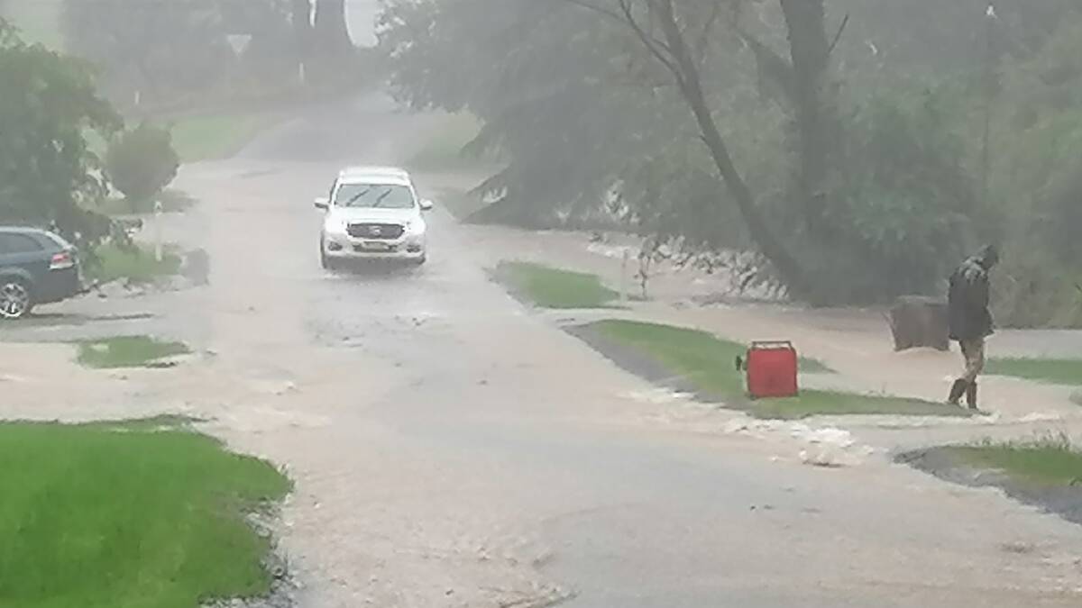 Twynam Street, Katoomba under heavy rain in early March. Picture: Frances Scarano