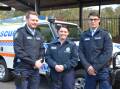 On the beat: New police officers at Springwood Police Station, from left, Joseph Young, Sara Buchtmann and Cameron Harband.