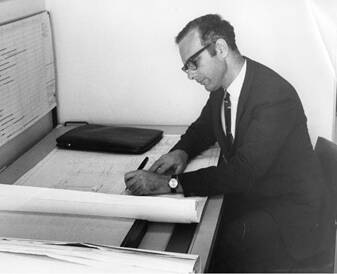 David Tuner working in the NSW Government Architects Office in 1972.