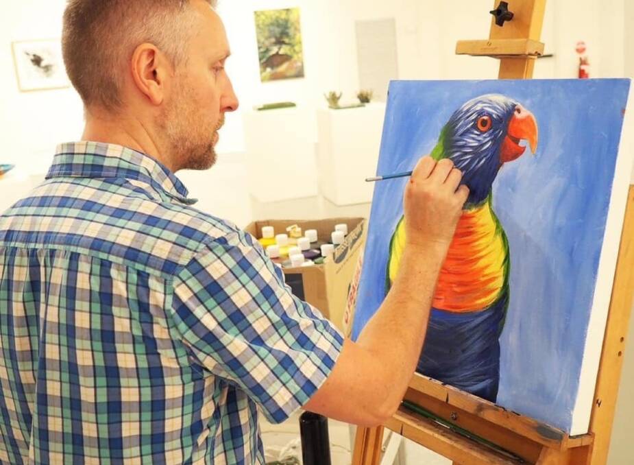 Exhibition: St Albans artist Luke Kelly at work in his studio. Pictures: Supplied.