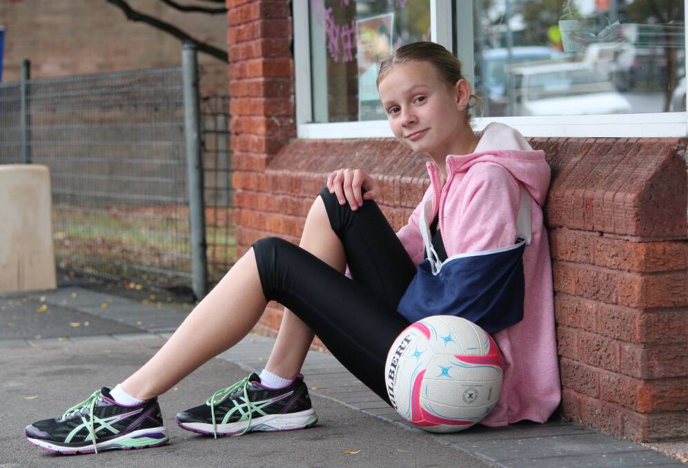 Looking to the future: Twelve-year-old Harriet Davis is not letting her injury hold her back. Picture: Krystyna Pollard.