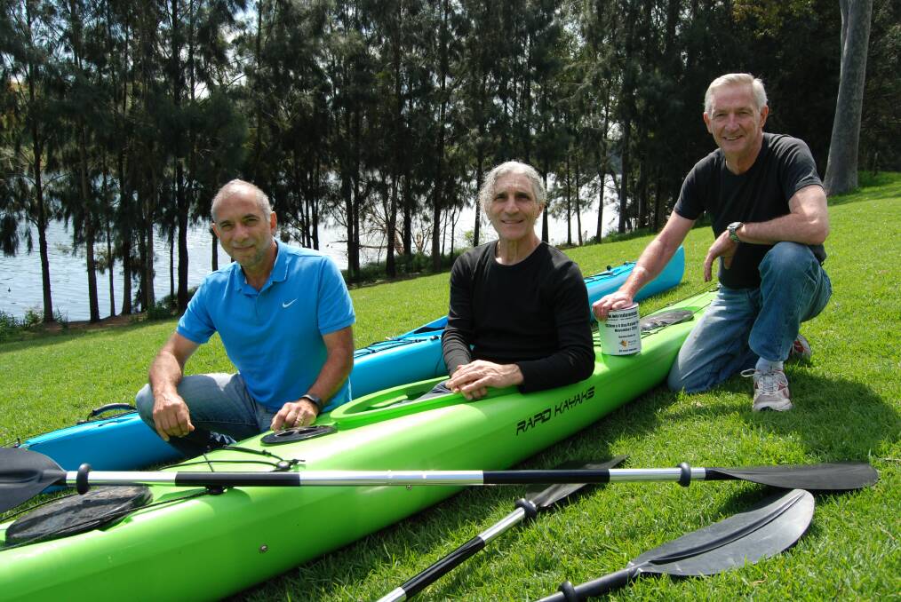 Sleeker vessels: Warrimoo neighbours Bill Joannou, Vince Spisso and Lindsay Settree will take part again in a kayaking event which raises funds for the Black Dog Institute.