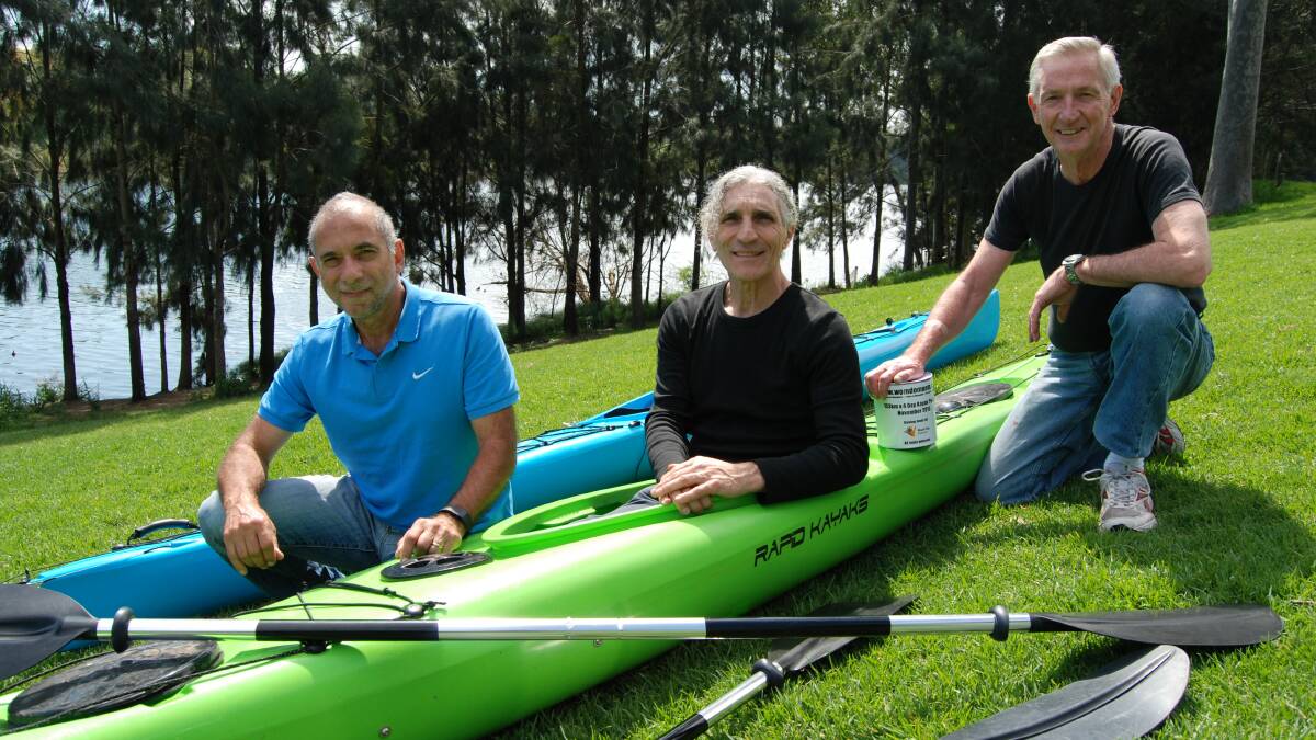 Sleeker vessels: Warrimoo neighbours Bill Joannou, Vince Spisso and Lindsay Settree will take part again in a kayaking event which raises funds for the Black Dog Institute.