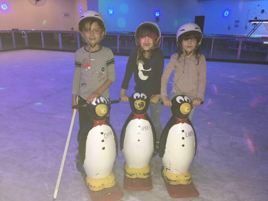 Ice fans: The Schwartz children, Dane, Amber and Lara, love skating.