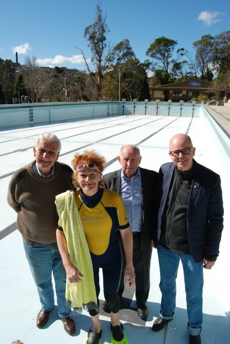 Strong community support for extending the life of the pool.: Ward 1 Crs Kevin Schreiber, Kerry Brown, Don McGregor with Mayor Mark Greenhill. It will stay open at least for the next two terms of council.