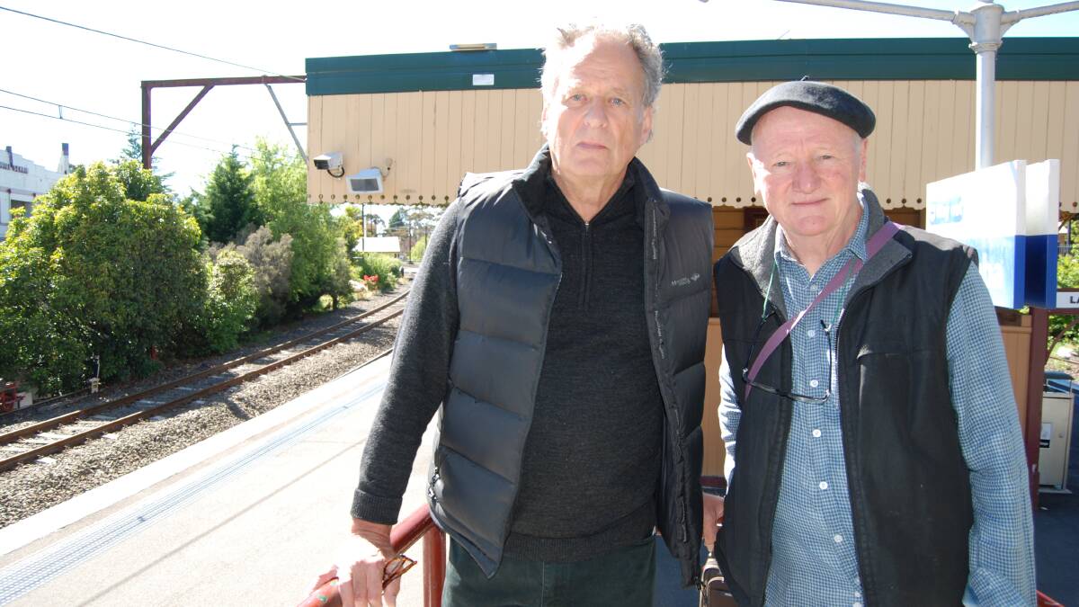 Concerns about air quality: BMUC members Nick Franklin and Peter Lammiman at Katoomba station last year offered to act as citizen scientists and measure the air themselves because of concerns about coal dust effects.
