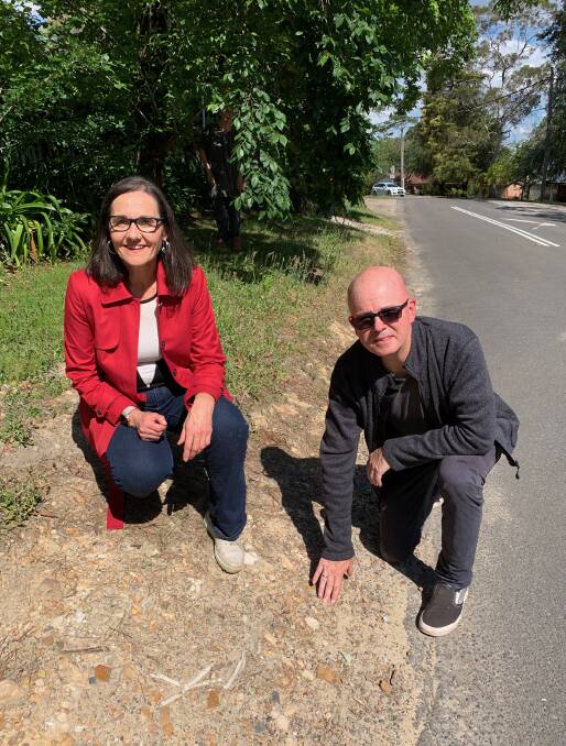 At Faulconbridge: Footpath funding has been identified as a must, Ward 2 Cr Romola Hollywood with Mayor Mark Greenhill.