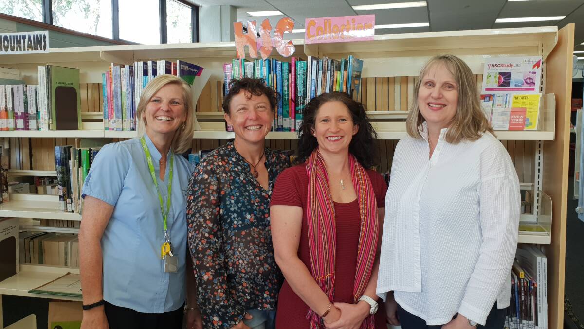 Help is at hand: Heidi Colquhoun from Blue Mountains library with tutors Louise Loomes and Kate Smith and Anne Loria, also from the library.