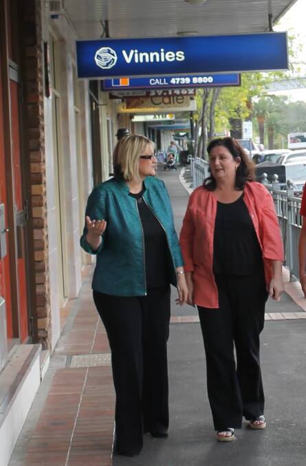 Funding for now troubled CCTV: Former MP Louise Markus with Blaxland Chamber of Commerce president Jo Bromilow in 2015.