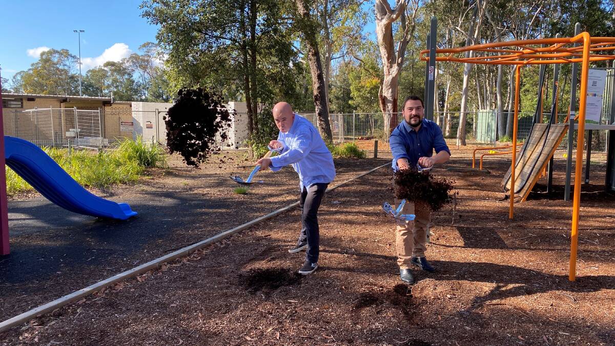 First sod turns on way to being more accessible: St John's Park, Blaxland (l) Mayor Mark Greenhill and Cr Brendan Christie on Wednesday.