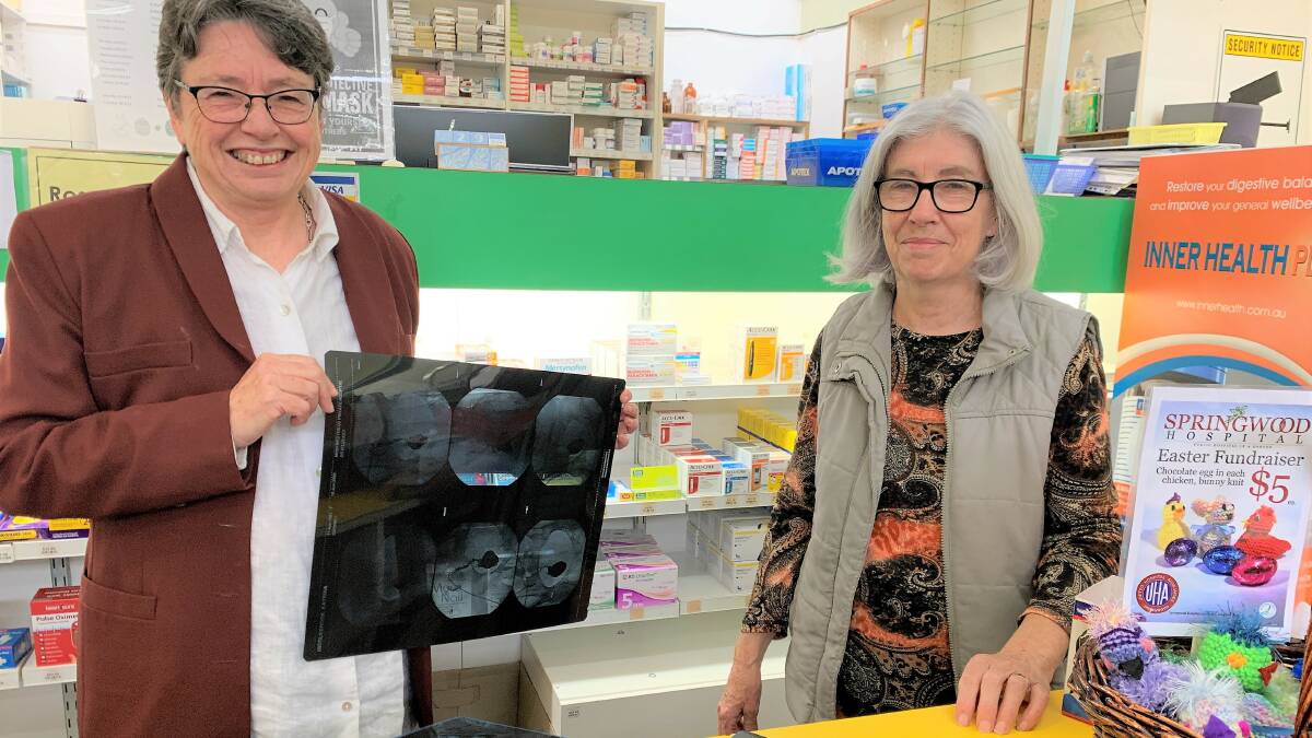 Delighted by action: Cr Sarah Redshaw and Lawson pharmacist Rosemary Purtill are happy council has listened to the idea to get X-rays recycled. Pictured at the Lawson Pharmacy in Honour Avenue