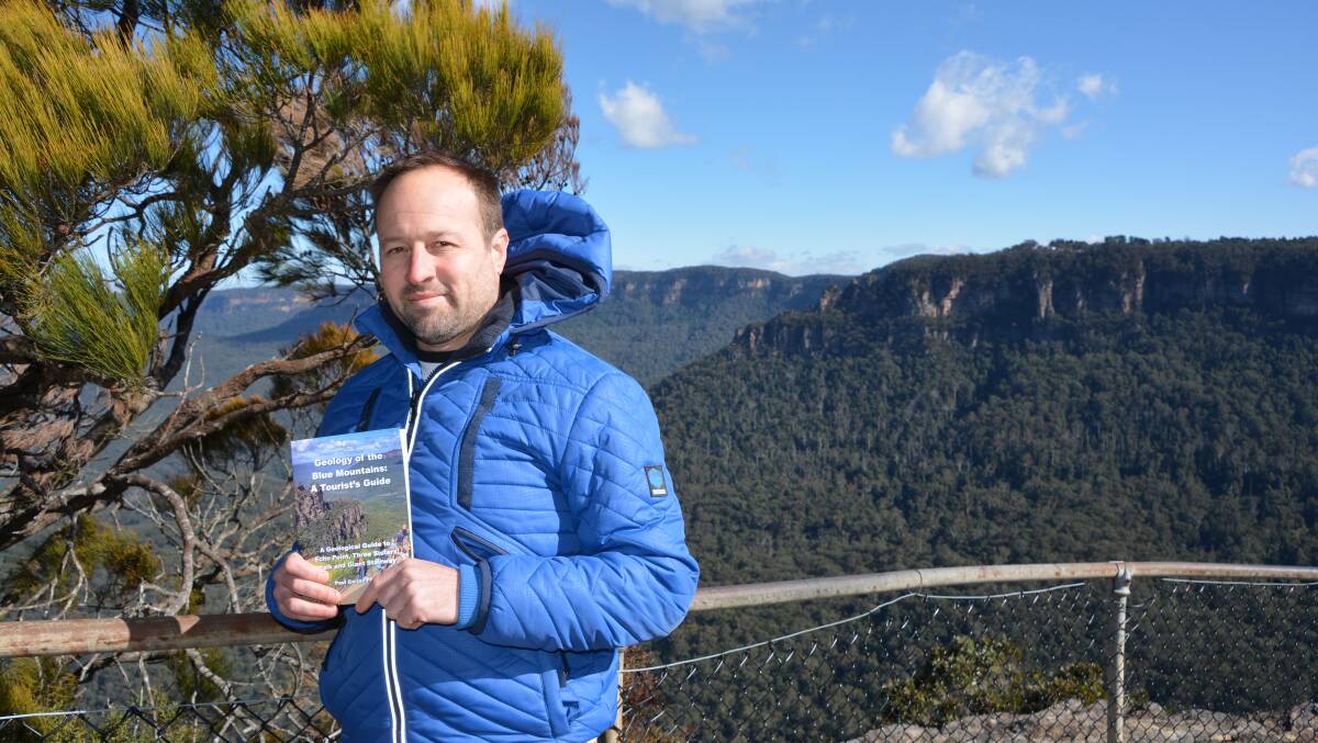 Offering insights into the science of the valleys in the landscap: Paul Gorjan at Sublime Point Lookout.