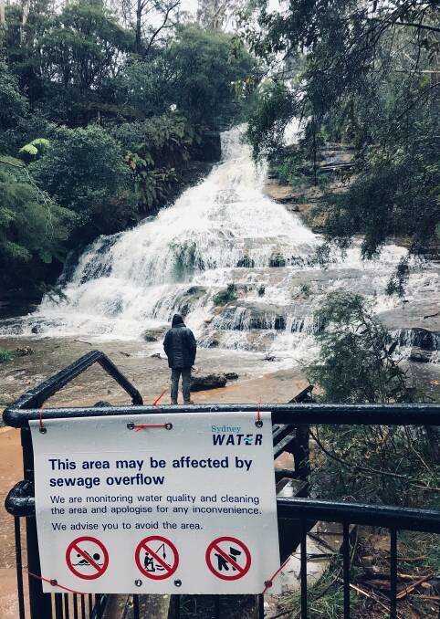 Concerning sign: On September 20, a resident noticed a sign outside Katoomba Falls explaining the area "may be affected by sewage overflow".