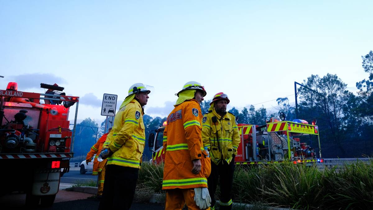 Cuts to frontline services?: RFS members during the recent Woodford fire emergency. Photo: Aidan Williams.