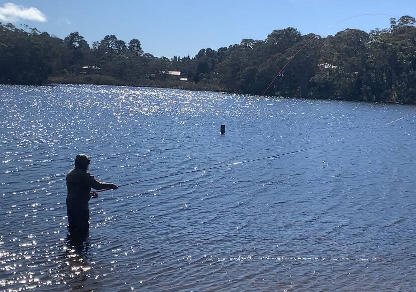 Leura fly fisherman: Peter Morse at Wentworth Falls Lake, where he has been engaged in his craft for more than two decades, is worried about his work and the state of the lake's surroundings.