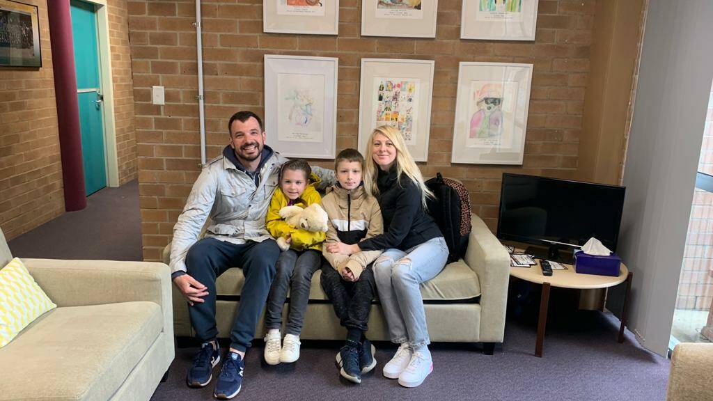 New life: Andrii and Zoriana Krykunenko and their children Yeva, 6 and Matvii, 9, who started at Lawson Public School last week. Supplied photo.