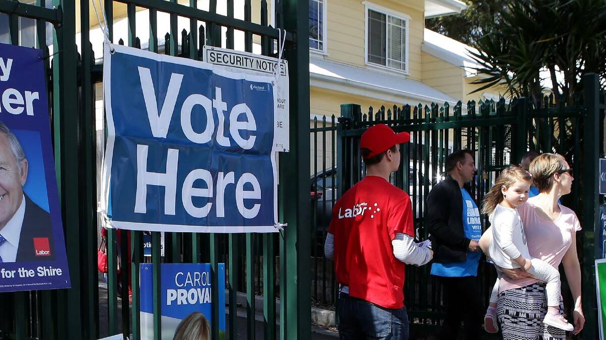 The polling booth at Burraneer Bay Public School at the 2016 council election. Picture: John Veage