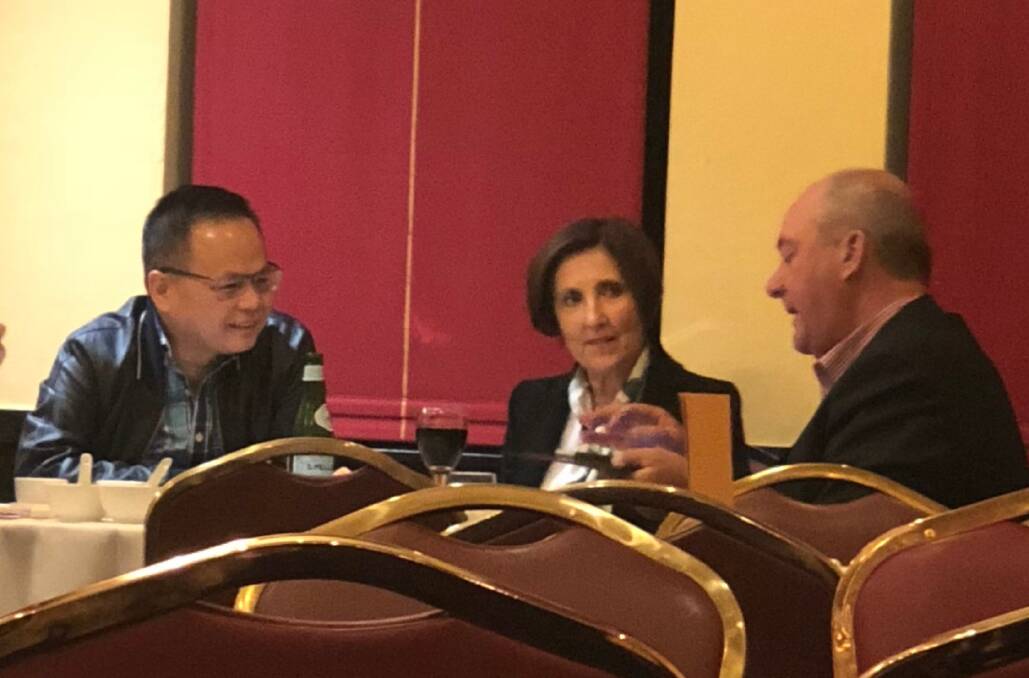 MEETING: Former Wagga MP Daryl Maguire (right) meets with Louise Raedler-Waterhouse and Sydney property agent William Luong. Picture: ICAC