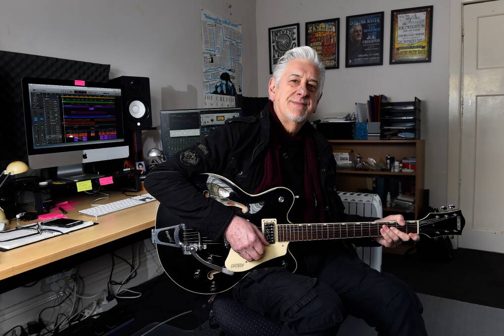 STAYING POSITIVE: Musician Joe Creighton has been spending his time working on songs and recording backing tracks in his home studio in Golden Point. Picture: Adam Trafford 
