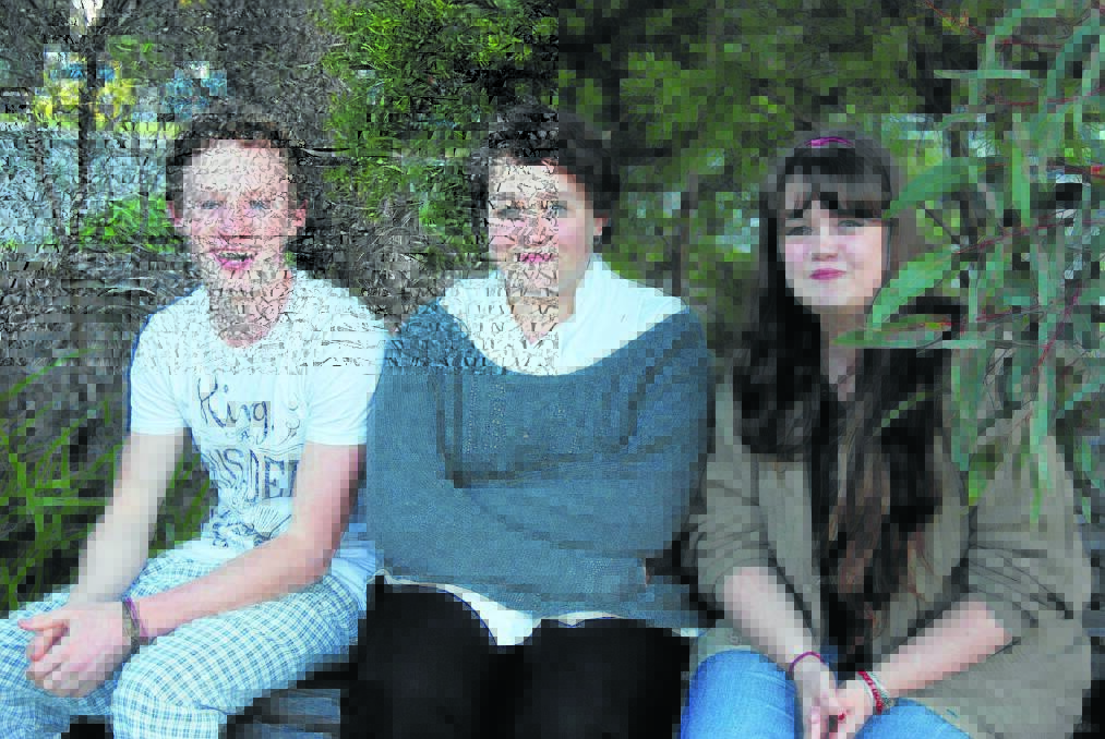 Matt Adams, Amy McArthur and her sister Rhiannon at Wentworth Falls TAFE.