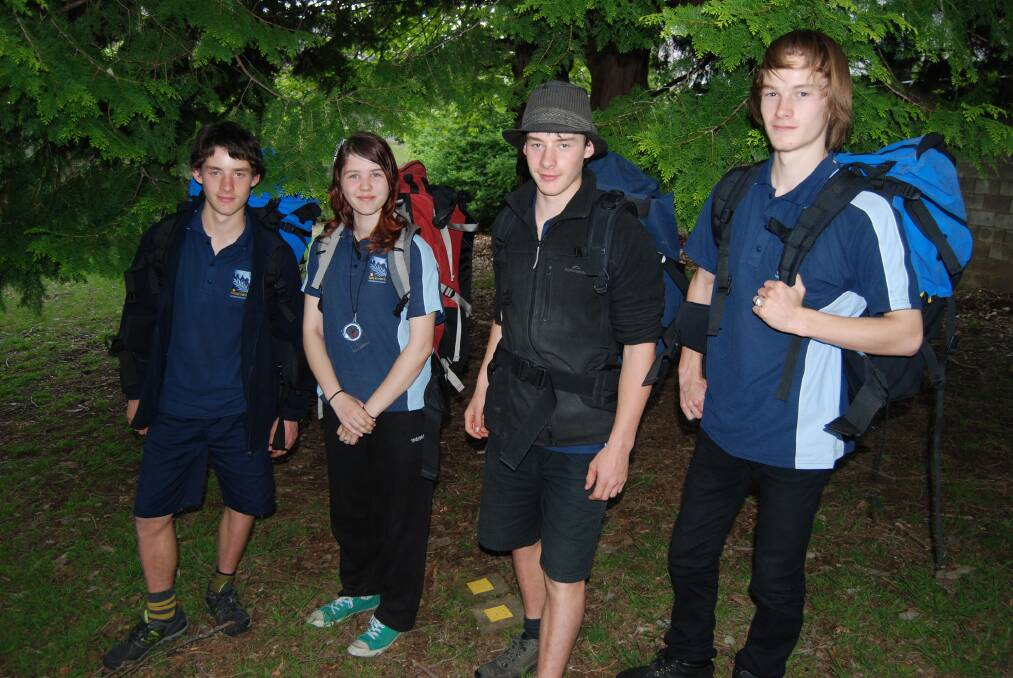 Katoomba High School students: Trixy Greig with Milo, Kalang and Tallai Morrison-Jones.