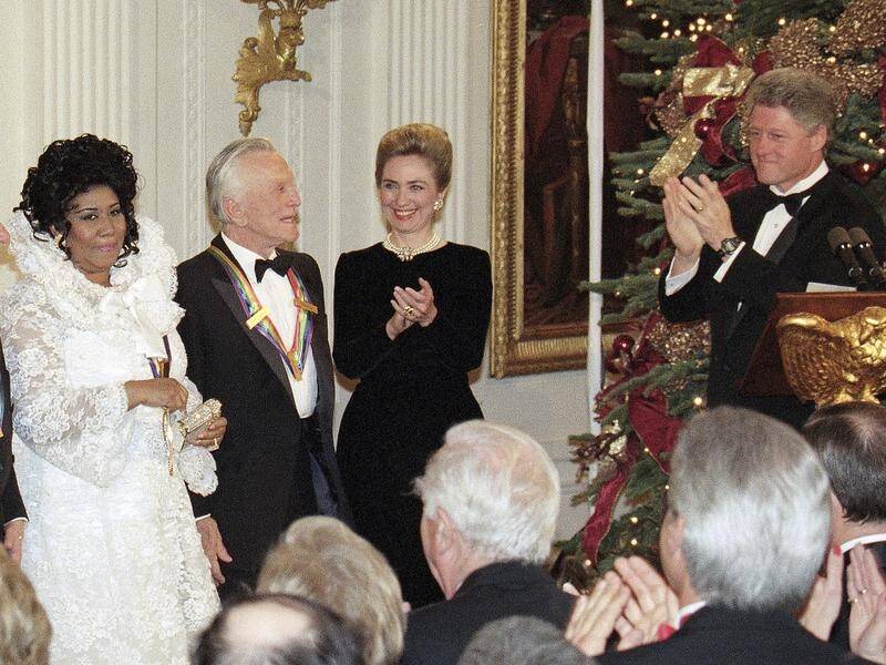 Hollywood actor Kirk Douglas (2L) was one of the 1994 Kennedy Center Honors award recipients.