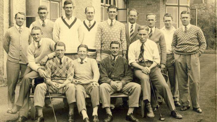 Lieutenant-Colonel William Kyngdon (back row in jacket) with the Australian cricket team (Donald Bradman back left). Photo: Supplied
