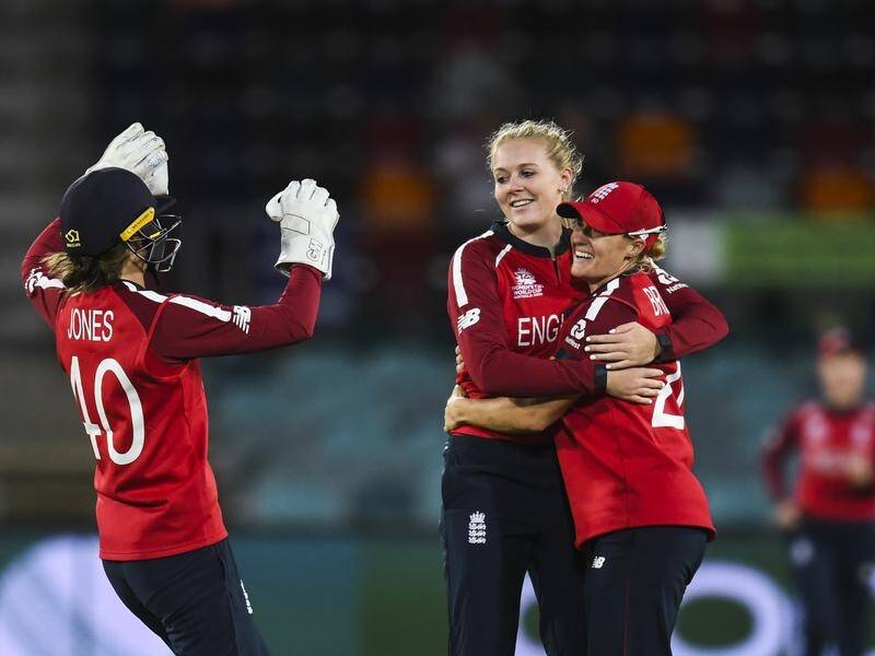England have beaten Pakistan by 42 runs in their Women's Twenty20 World Cup match in Canberra.