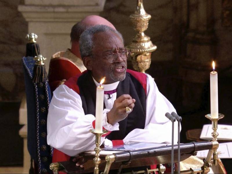 US Bishop Michael Bruce Curry gave an energetic address to Prince Harry and Meghan's wedding.