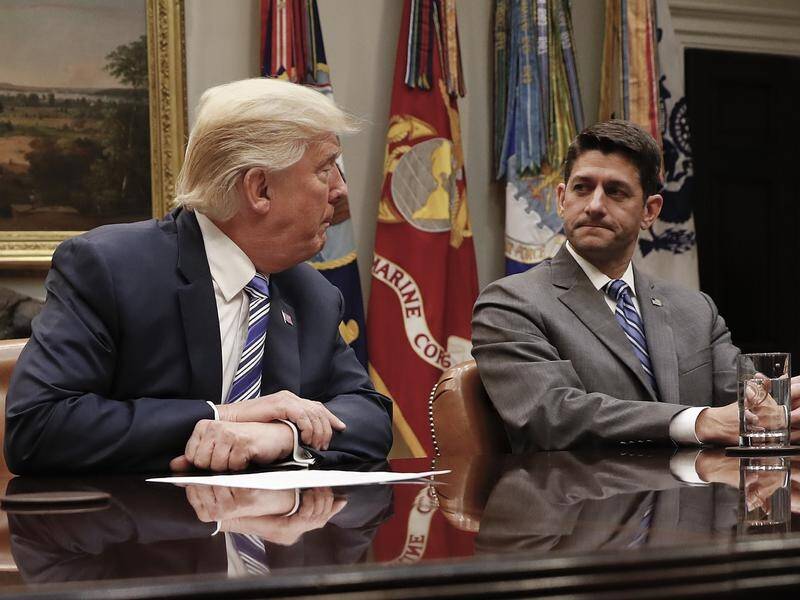 Top Republican Paul Ryan has urged President Donald Trump (file) to dump his planned tariffs.