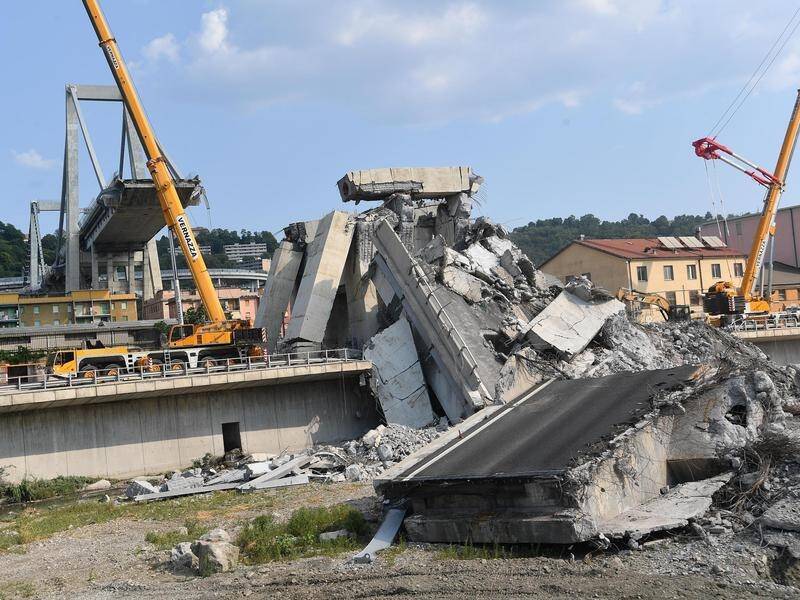 Authorities are continuing to search the rubble of the collapsed Morandi bridge in Genoa for bodies.