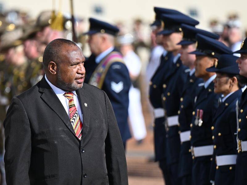 Prime Minister James Marape sought progress on a policing agreement during his visit to Australia. (Lukas Coch/AAP PHOTOS)