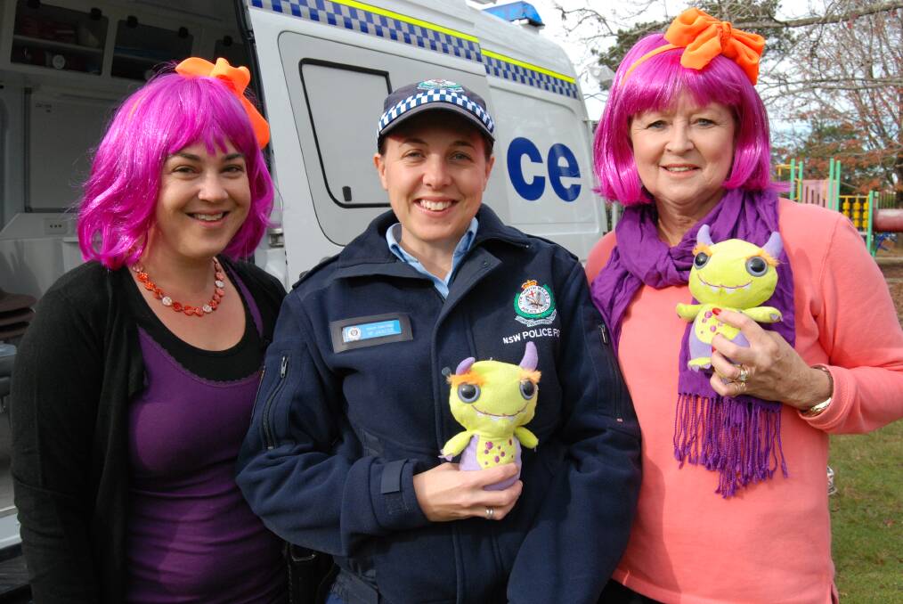 Faulconbridge Parents and Citizens president Ginett Mills, Blue Mountains Police youth liaison officer Senior Constable Michelle Jancso and school learning support teacher Heather Curzon get into the walkathon spirit.