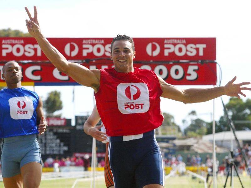 Joshua Ross winning the Stawell Gift back in 2005, one of his two titles at the event.