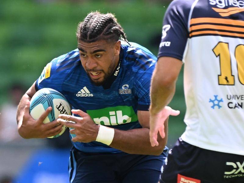 A try against the run of play from Hoskins Sotutu put the Blues on course for a Brumbies battering. (James Ross/AAP PHOTOS)