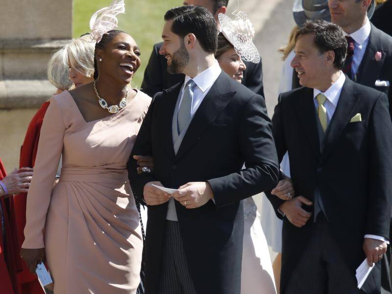 Serena Williams, with her husband Alexis Ohanian, wore blush Versace to the royal wedding.