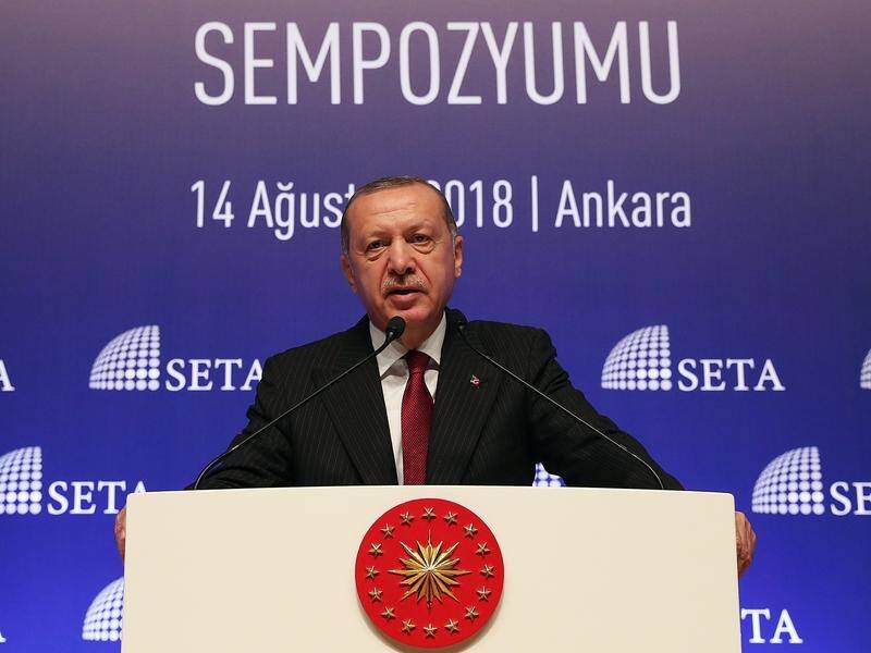 President Tayyip Erdogan says Turkey will boycott electronic products from the United States.