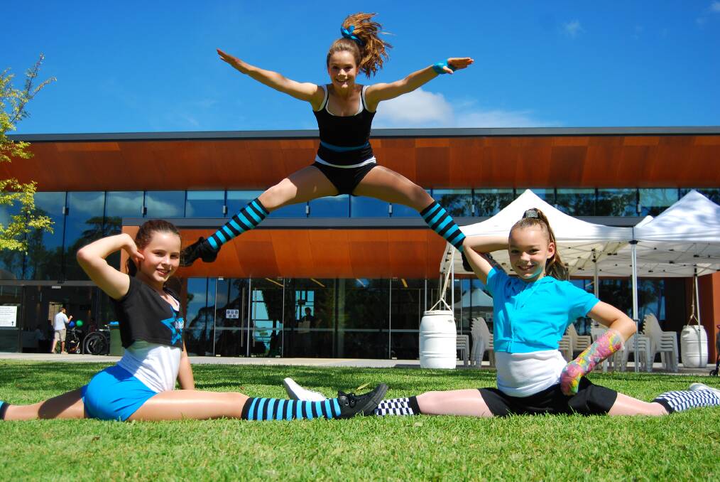 Georgia Weston, Alexandria Hinley and Carly Ferguson from LKM Dance Studios after the official opening of the Blue Mountains Theatre and Community Hub in Springwood last Saturday. Photo: Shane Desiatnik.