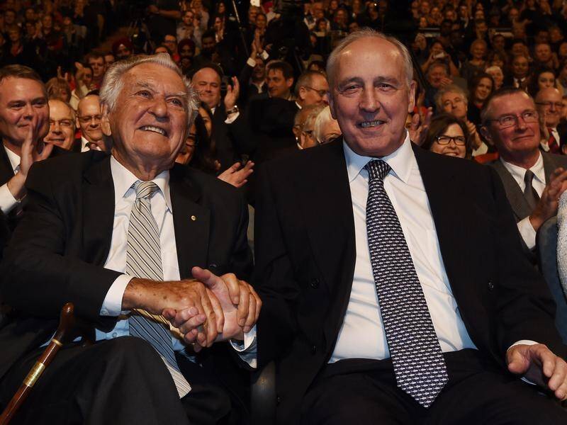 Hawke and Keating at Labor's campaign launch for the 2019 federal election.
