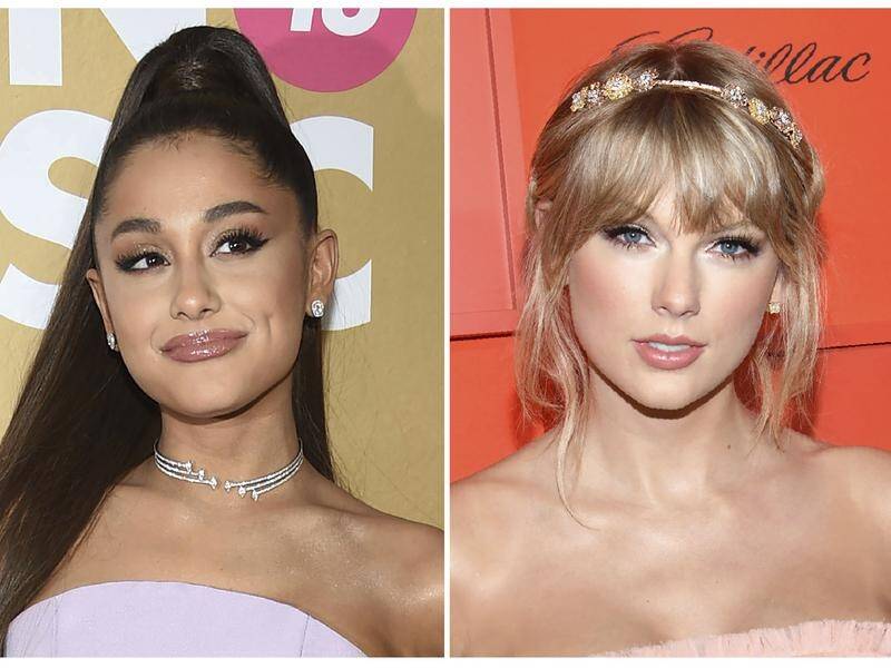 Singers Ariana Grande (L) and Taylor Swift are the top contenders at the 2019 MTV Video Music Awards