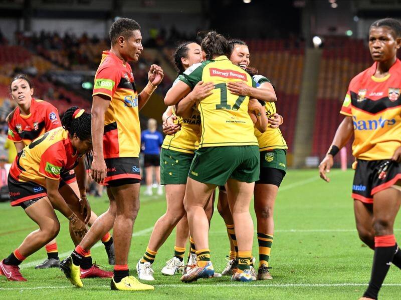 Australia have beaten Papua New Guinea 64-6 in a Prime Minister's XIII rugby league women's clash. (Darren England/AAP PHOTOS)