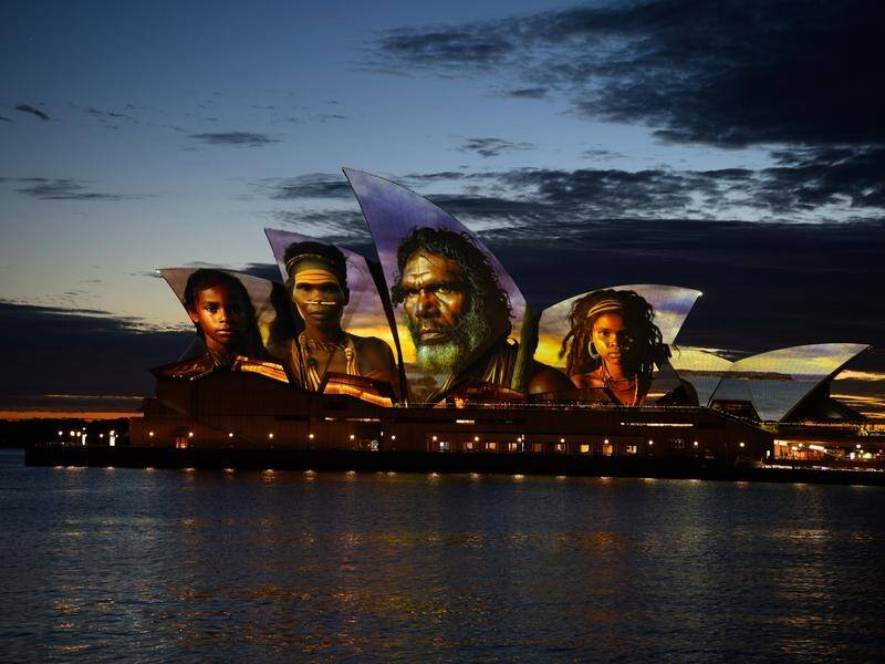 The Sydney Opera House carried images recognising Nanbarry, Barangaroo, Pemulwuy and Patyegarang. (Dan Himbrechts/AAP PHOTOS)