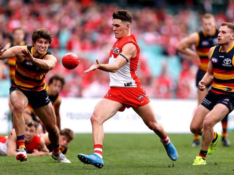 Sydney have consolidated their place in the AFL top-eight with a 33-point win over Adelaide. (Brendon Thorne/AAP PHOTOS)