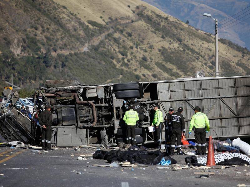 A bus has crashed into another vehicle near the Ecuadorean capital Quito, killing at least 24 people