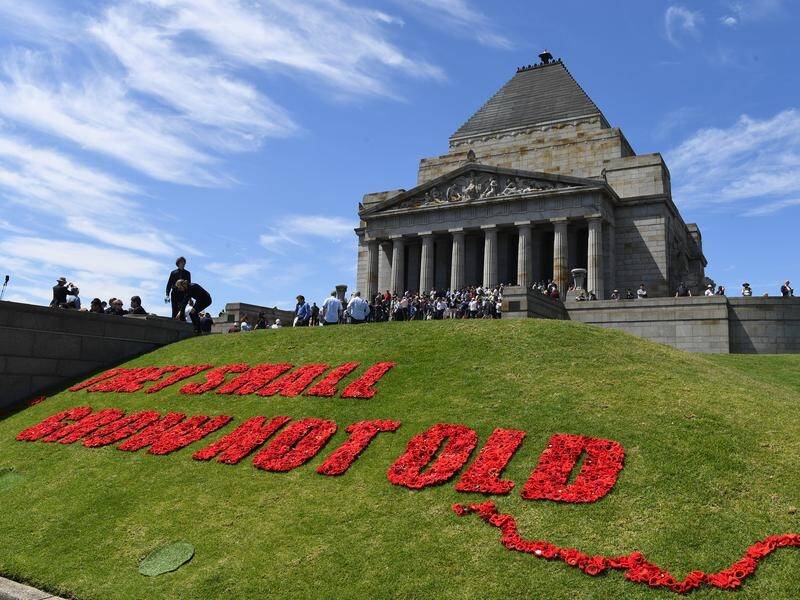 The Shrine of Remembrance was the site for commemorations in Melbourne.