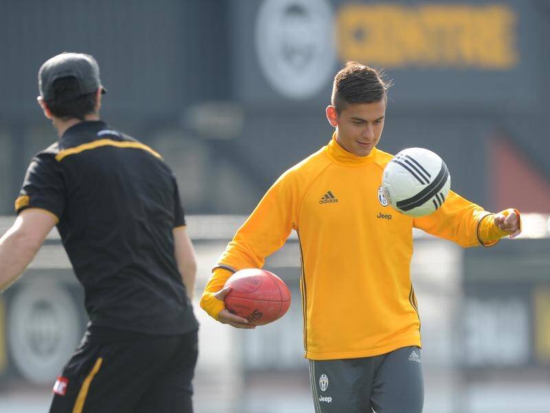 A healthy Paulo Dybala pictured at Richmond training during Juventus' 2016 trip to Australia.