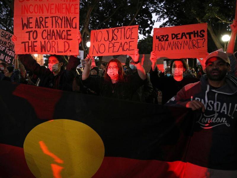 Protesters have rallied in Sydney in solidarity with the Black Lives Matter movement in the US.