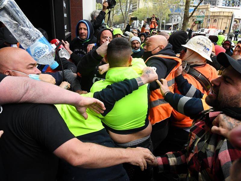 Victoria's vaccination mandate for construction workers sparked violent protests in Melbourne.