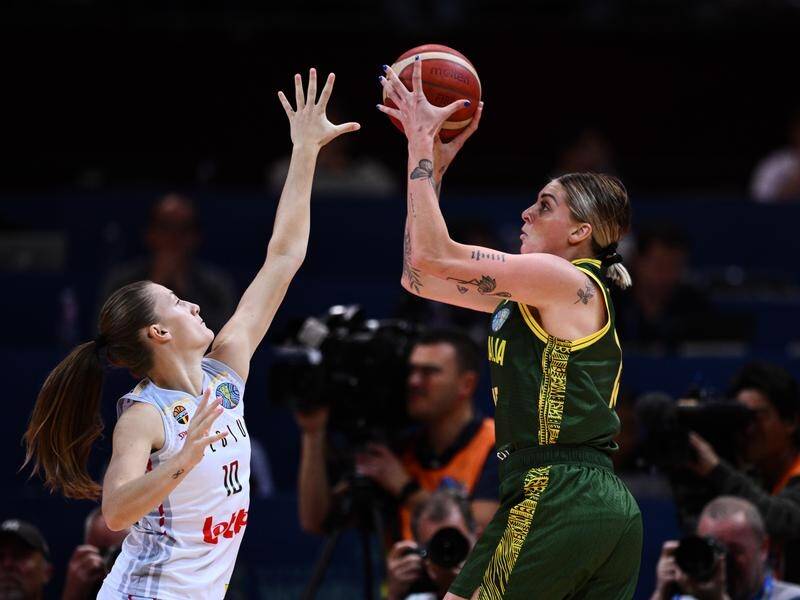 Cayla George (r) was penalised for a crucial foul in Australia's defeat by China at the Olympics. (James Gourley/AAP PHOTOS)