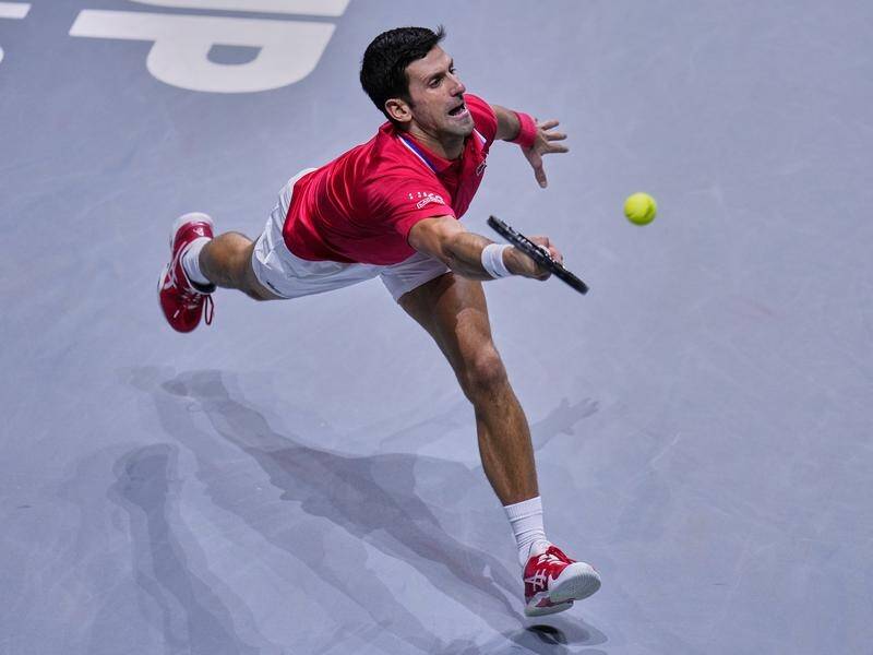 Novak Djokovic has powered Serbia into the Davis Cup semi-finals.